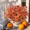 12PCS Artificial Fall Mums – Realistic Silk Daisy Faux Flowers for Outdoor & Indoor Porch, Patio, Garden, Balcony, and Window Décor (Orange & Brown)